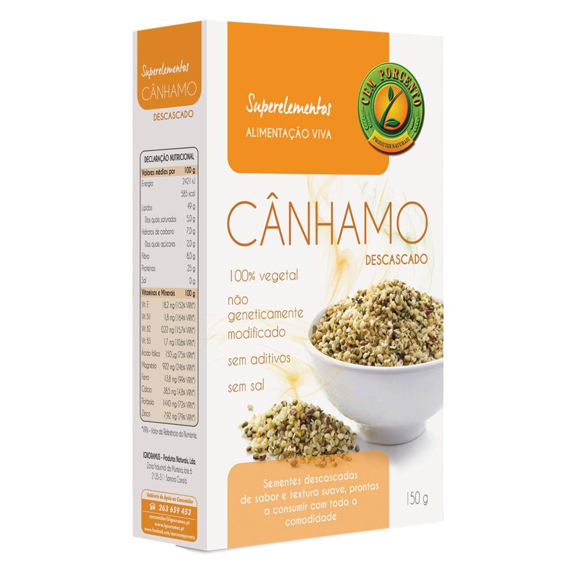 Cem Porcento Sementes de Cânhamo descascado 150g - Ecoonatural